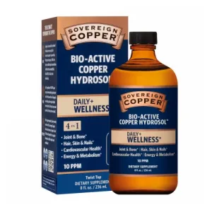 Copper Hydrosol 10 ppm Flat Cap 8 Oz By Sovereign Silver