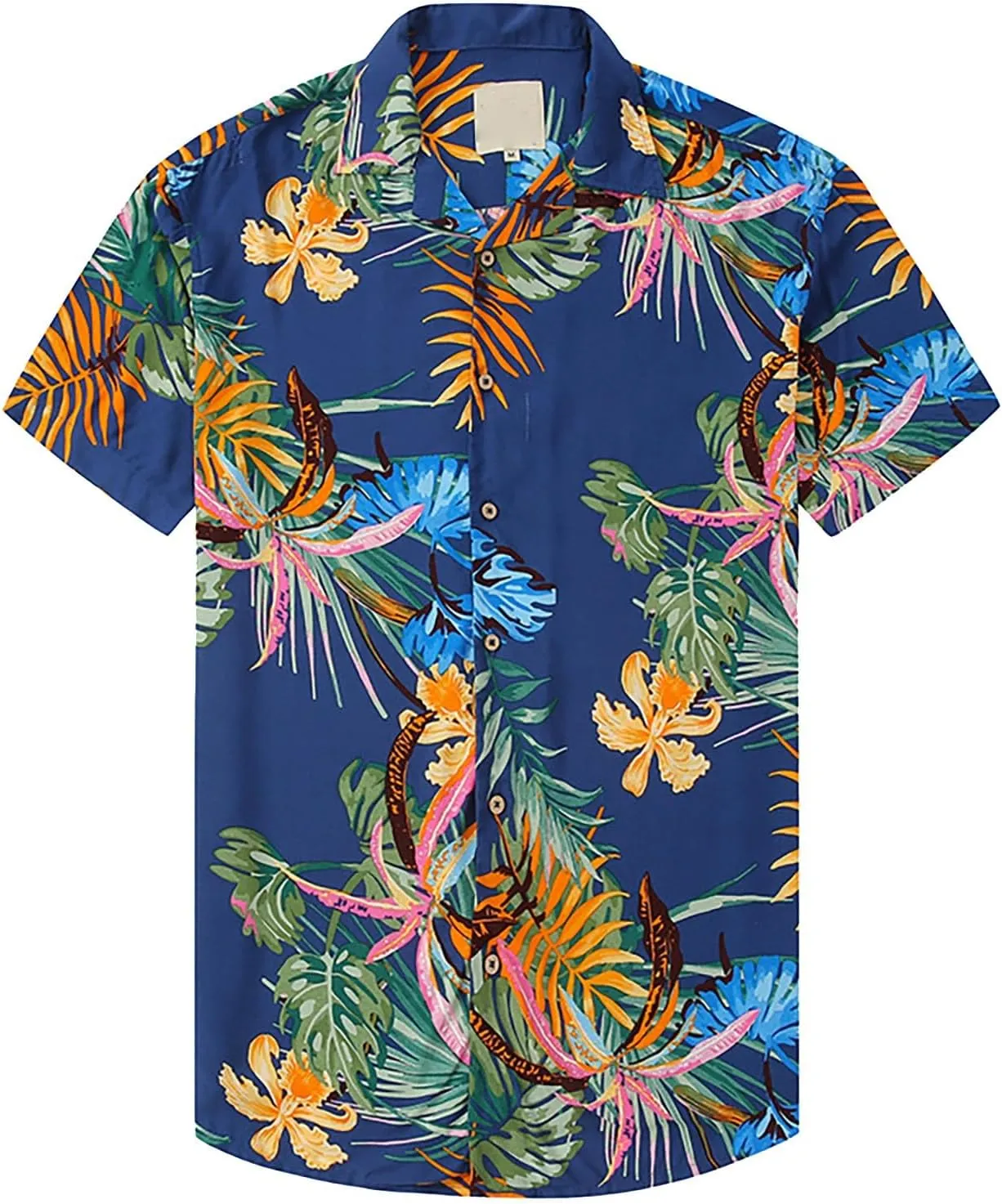 CRNTCEM Men's Casual Hawaiian Shirt Floral Printed Button-Down Cruise Shirts Short Sleeve Tropical Travel Beach Shirt