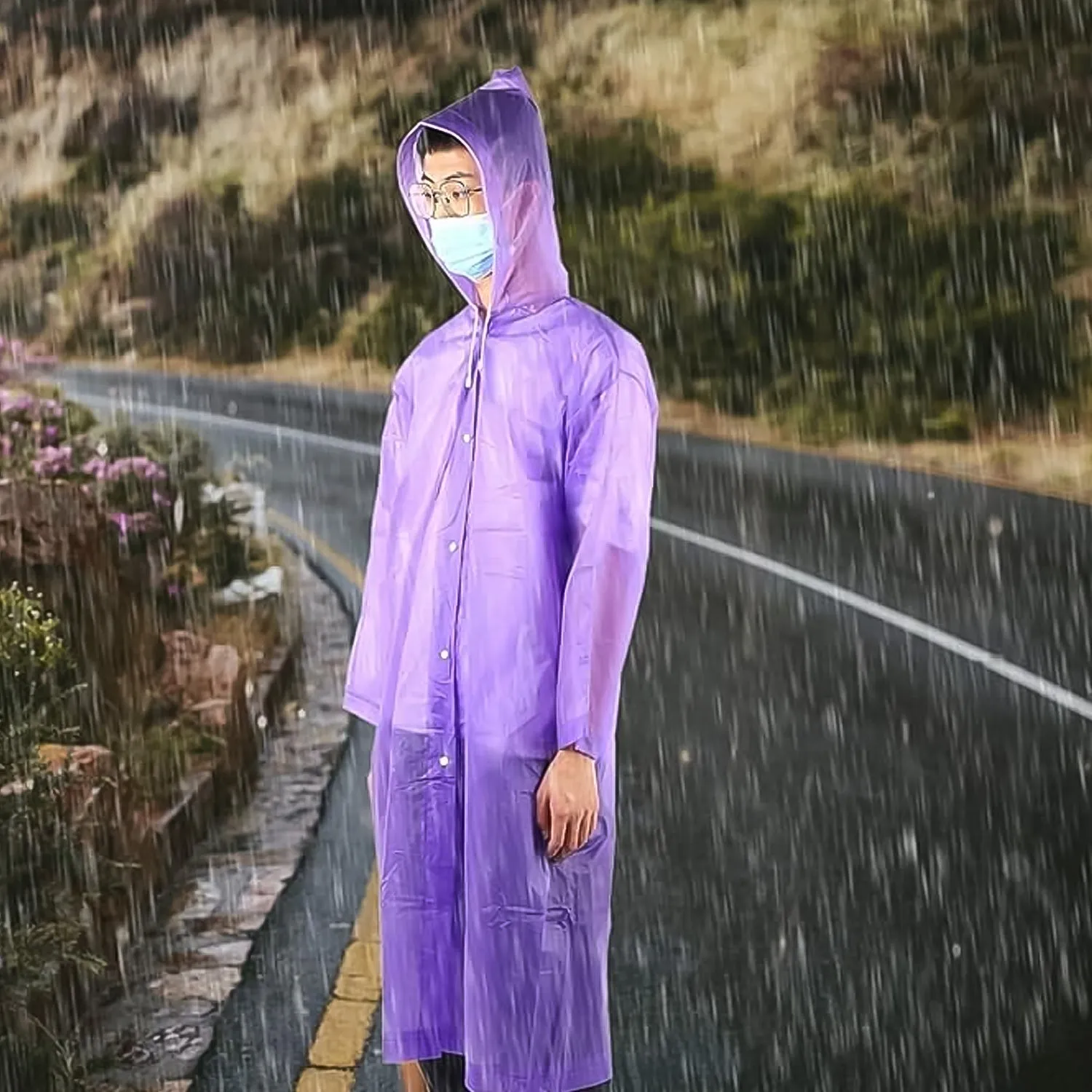 EVA Raincoat Protect Body Arms Legs, Waterproof Reusable Rain Poncho for Women Men Adult Kids Outdoor Traveling Eva Material Raincoat / Rain wear / Rain Suitfor Outdoor Accessory (1pc)