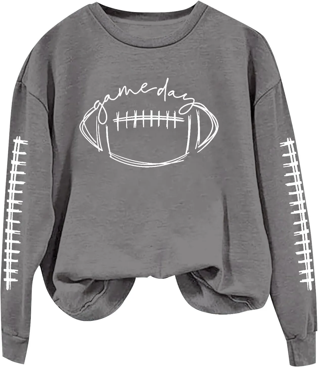 ZWRXW Game Day Sweatshirt for Women Casual Football Graphic Hoodies Oversized Long Sleeve Crewneck Pullover Trendy Fall Tops